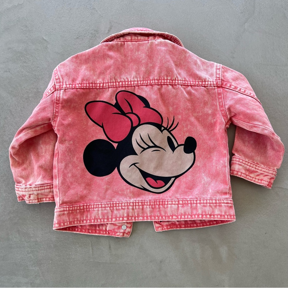 Disney Minnie Mouse Pink Jean Jacket‎ with Bow Design 3T - Picture 3 of 7